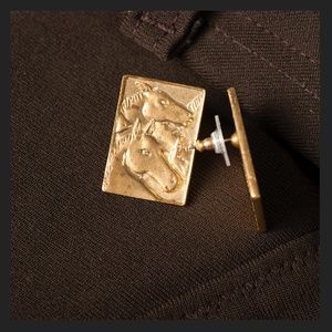 New!! Horse head Gold plated pierced earrings